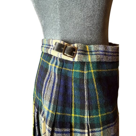 Vintage Clan Laird 100% Wool Kilt Skirt Made in Scotland Tartan Green Blue - Picture 9 of 11